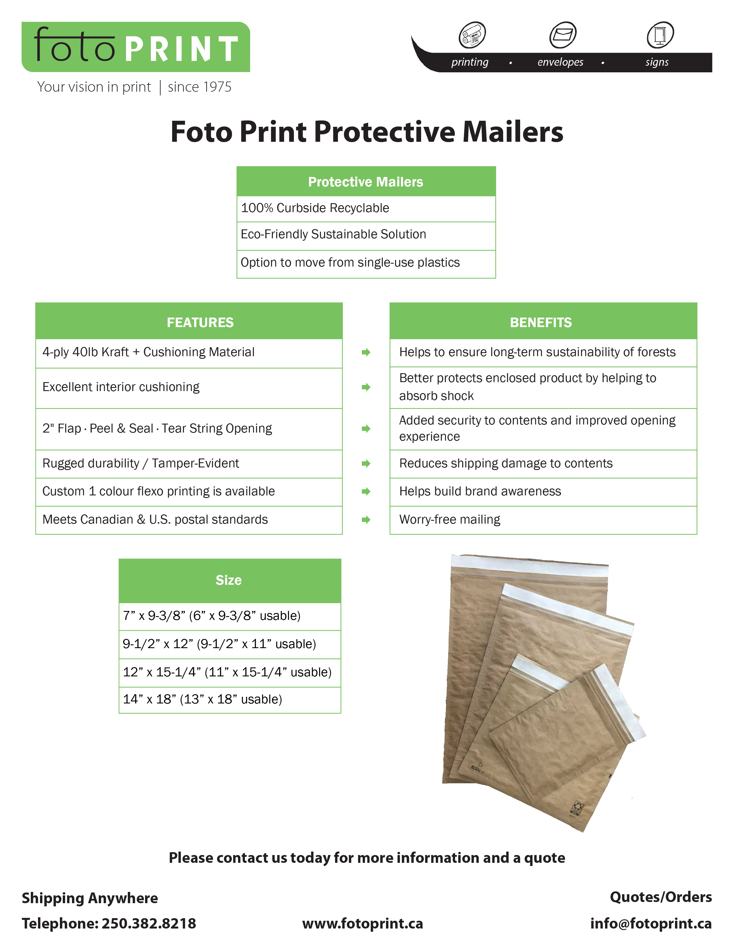 Boxes - Protective Mailers- Sell Sheet